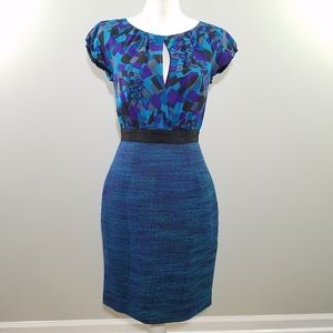 Trina Turk silk/mohair blue tweed dress 2